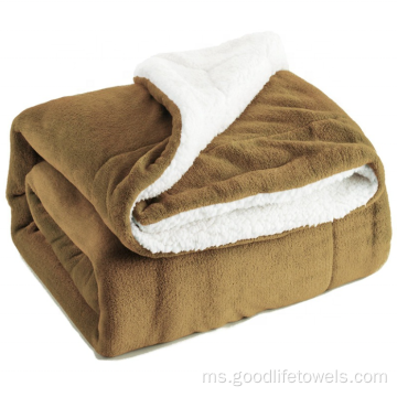 Lapisan Double Flanel Sherpa Fleece Throw Blanket